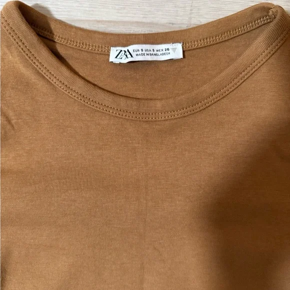 Zara Tan Long Sleeve Top Small - Picture 3 of 3